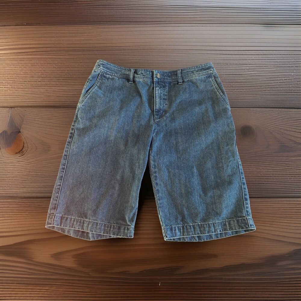 Liz Claiborne Audra Blue Denim Shorts 14 Long Good Condition Slash Pockets Y2K